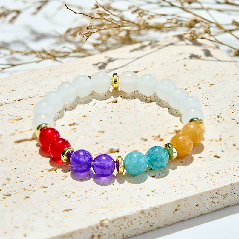 Evolvegem "Vortex Heartbeat" Clear Crystal Colored Gemstones Bracelet