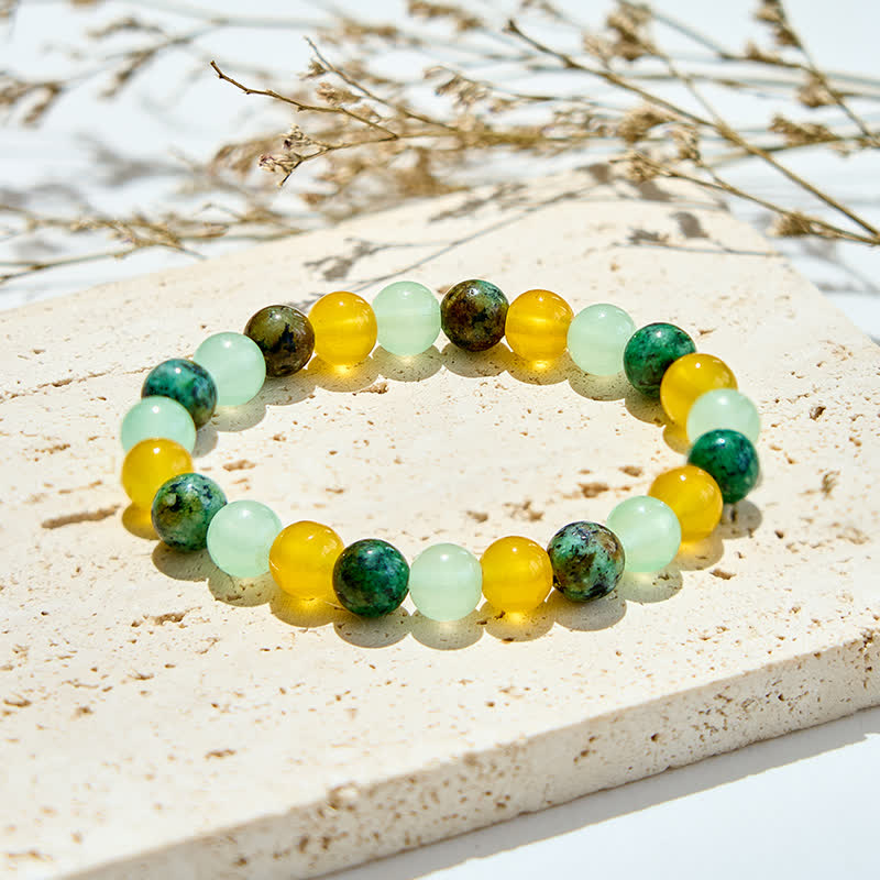 Evolvegem "Elysian Grove" African Turquoise Green Fluorite Citrine Bracelet