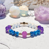 "Mystic Azure" Amethyst Clear Crystal Blue Beaded Bracelet