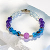 "Mystic Azure" Amethyst Clear Crystal Blue Beaded Bracelet