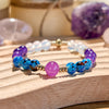 "Mystic Azure" Amethyst Clear Crystal Blue Beaded Bracelet