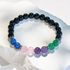 "Colorful Heart" Obsidian Lapis Lazuli Rose Quartz Beaded Bracelet