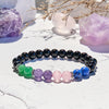 "Colorful Heart" Obsidian Lapis Lazuli Rose Quartz Beaded Bracelet