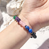 "Colorful Heart" Obsidian Lapis Lazuli Rose Quartz Beaded Bracelet