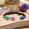 "Colorful Heart" Obsidian Lapis Lazuli Rose Quartz Beaded Bracelet