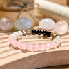 "Soulful Shield" Moonstone Obsidian Rose Quartz Beaded Bracelet