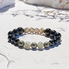 "Shadow Balance" Labradorite Obsidian Smoky Quartz Beaded Bracelet