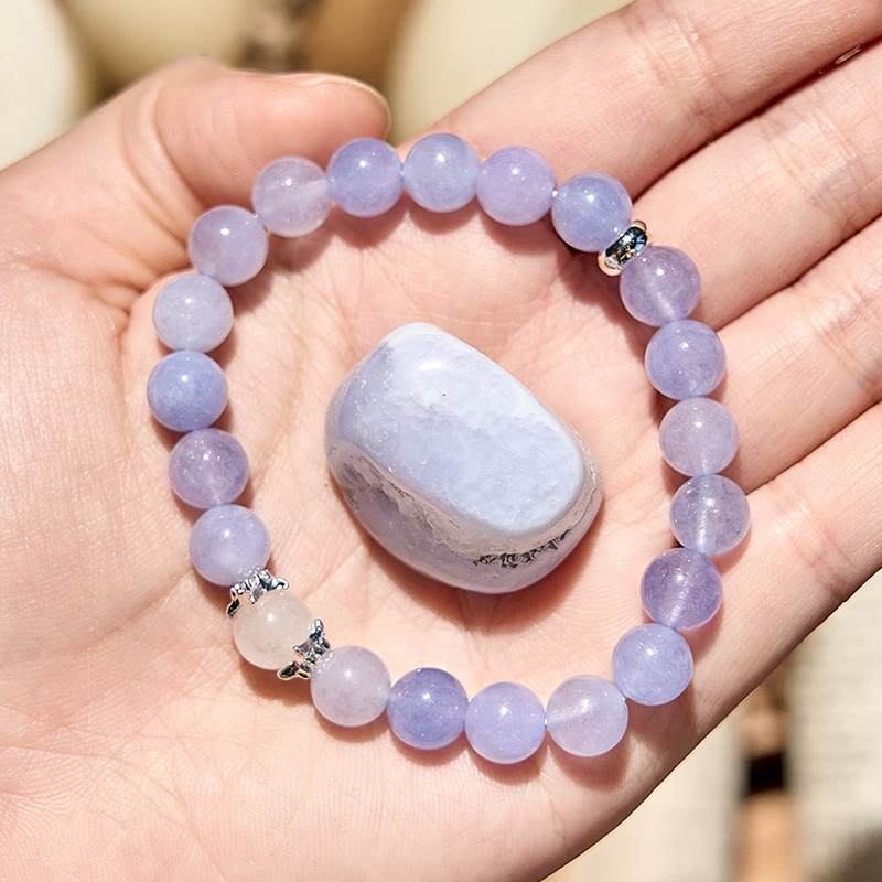 "Serene Sky" Natural Blue Chalcedony Beaded Bracelet