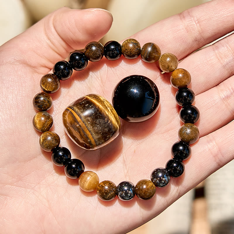 Obsidian Tiger Eye Power Link Bracelet