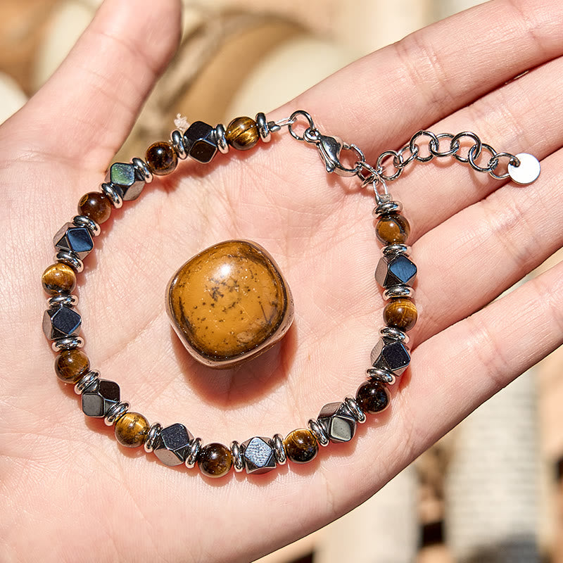 Tiger Eye Hematite Power Link Bracelet