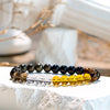 "Eclipse of Strength" Tiger Eye Citrine Smoky Quartz Bracelet