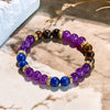 "Energized Harmony" Amethyst Tiger Eye Lapis Lazuli Bracelet