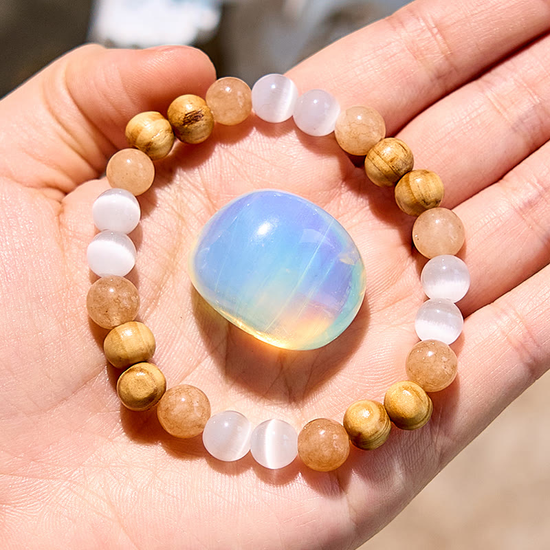 "Ethereal Grove" Cat's Eye Stone Opalite Picture Jasper Bracelet