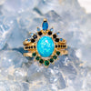 "Celestial Crown" Sapphire With Opal 3 - Piece Ring Set