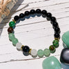 "Verdant Balance" Green Aventurine Obsidian Bracelet