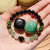 "Verdant Balance" Green Aventurine Obsidian Bracelet