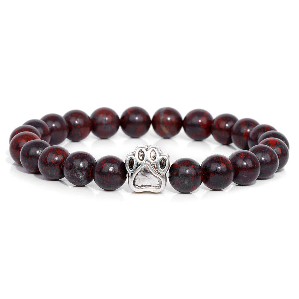 "Paw of Power" Natural Stone Dog Paw Charm Bracelet