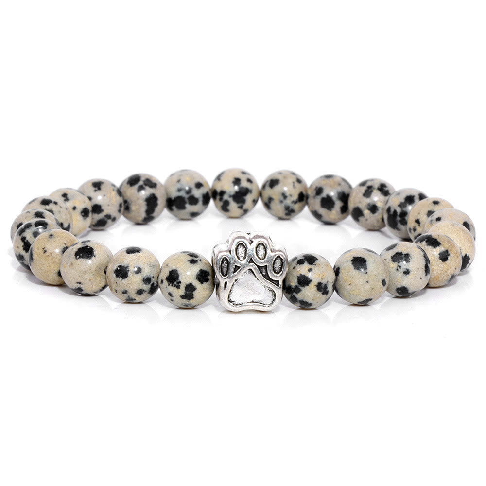 "Paw of Power" Natural Stone Dog Paw Charm Bracelet