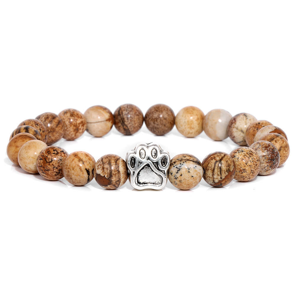 "Paw of Power" Natural Stone Dog Paw Charm Bracelet