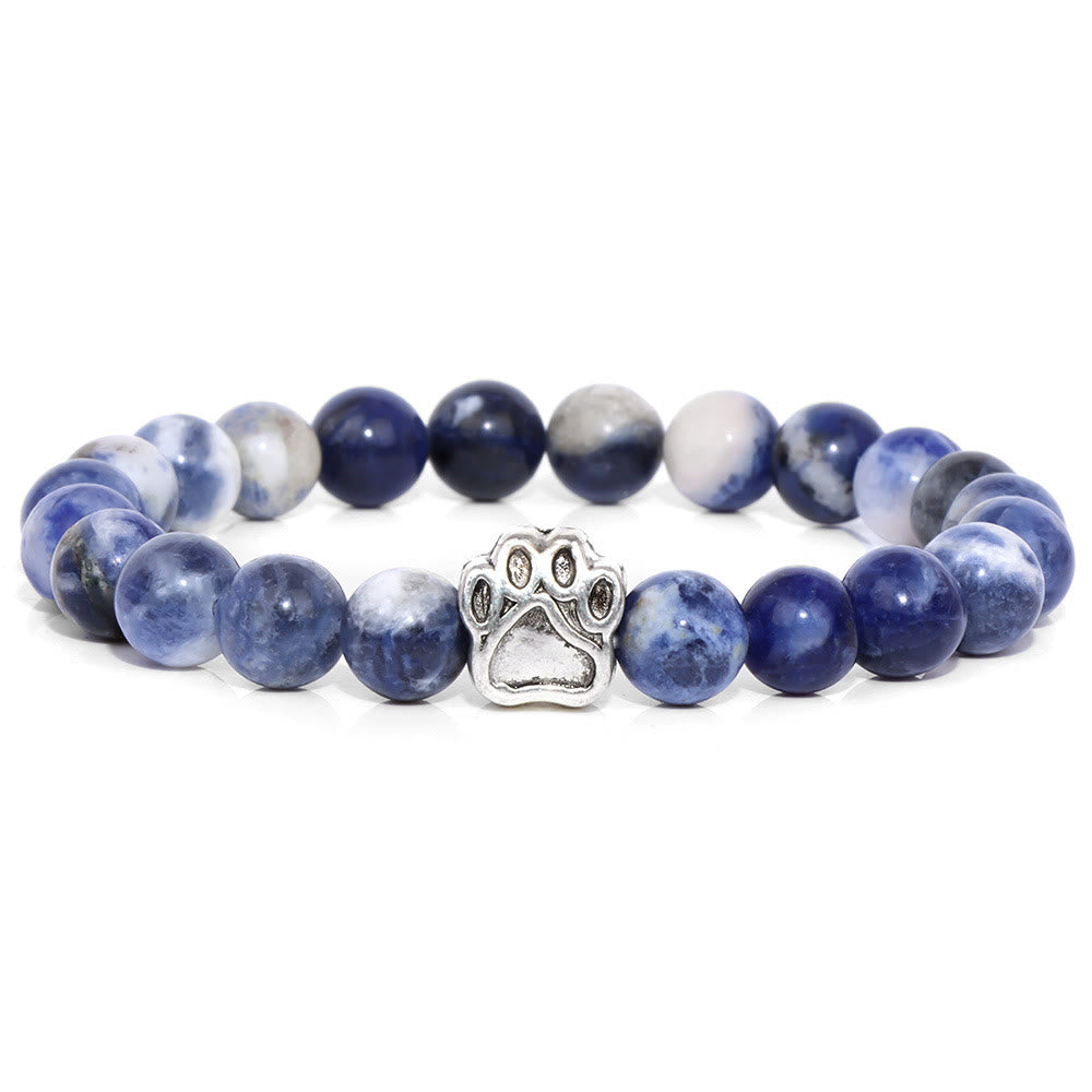 "Paw of Power" Natural Stone Dog Paw Charm Bracelet