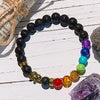 "Rainbow Blaze" Lava Stone Chakra Elephant Charm Bracelet