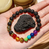 "Rainbow Blaze" Lava Stone Chakra Elephant Charm Bracelet