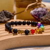 "Rainbow Blaze" Lava Stone Chakra Elephant Charm Bracelet