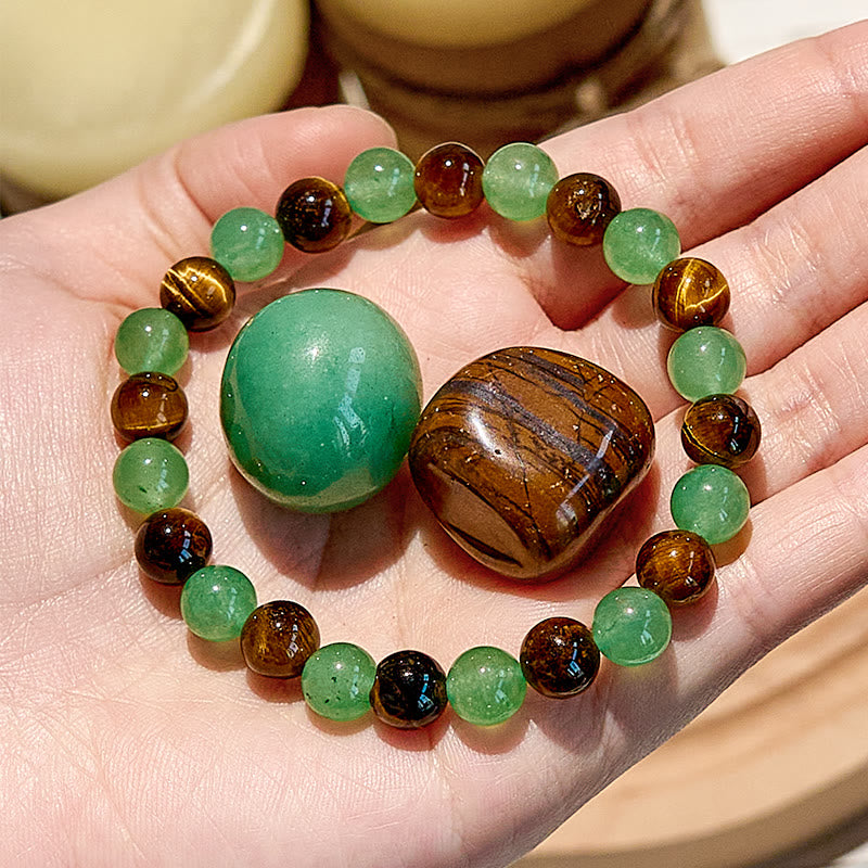 "Golden Serenity" Green Aventurine Tiger Eye Bracelet