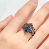 Evolvegem 2Pcs Natural Sapphire Engagement Ring Set