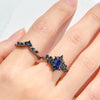 Evolvegem 2Pcs Natural Sapphire Engagement Ring Set