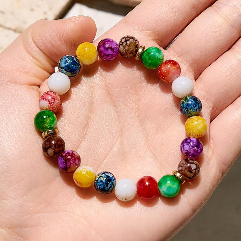 "Joyful Spectrum" Colorful Agate Chakra Bracelet