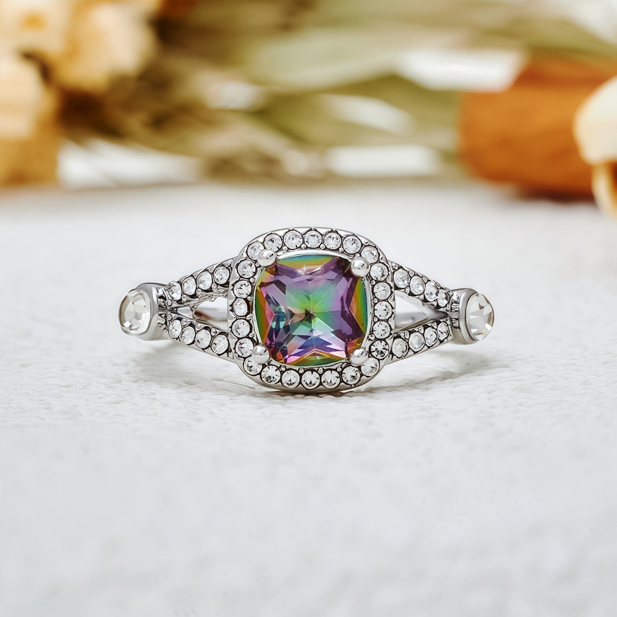 "Ethereal Aurora" Square Alexandrite Ring