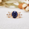 "Midnight Starlight" Oval Cut Blue Sandstone Zircon Ring