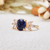 "Midnight Starlight" Oval Cut Blue Sandstone Zircon Ring