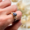 "Midnight Starlight" Oval Cut Blue Sandstone Zircon Ring