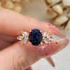 "Midnight Starlight" Oval Cut Blue Sandstone Zircon Ring