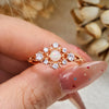 "Celestial Blossom" Natural Opal White Zircon Ring