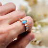 "Ocean Aurora" Blue & White Opal Ring