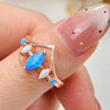 "Ocean Aurora" Blue & White Opal Ring