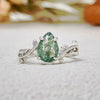 "Verdant Embrace" Teardrop Shaped Moss Agate Ring