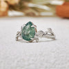 "Verdant Embrace" Teardrop Shaped Moss Agate Ring