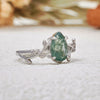 "Verdant Embrace" Teardrop Shaped Moss Agate Ring