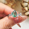 "Verdant Embrace" Teardrop Shaped Moss Agate Ring