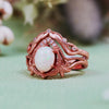 "Enchanted Elegance" 2Pcs Garnet Opal Zircon Carved Ring