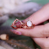 "Enchanted Elegance" 2Pcs Garnet Opal Zircon Carved Ring