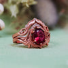 "Enchanted Elegance" 2Pcs Garnet Opal Zircon Carved Ring