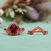 "Enchanted Elegance" 2Pcs Garnet Opal Zircon Carved Ring