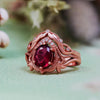 "Enchanted Elegance" 2Pcs Garnet Opal Zircon Carved Ring