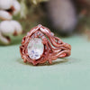 "Enchanted Elegance" 2Pcs Garnet Opal Zircon Carved Ring