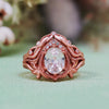 "Enchanted Elegance" 2Pcs Garnet Opal Zircon Carved Ring